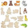 HERZONE Set Fai Da Te 45 Pezzi Animali in Legno - Figure per Dipingere, Artigianato, Stampi e Fette