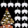Becellen 10 Pezzi Ali d'angelo di Natale, Decorazioni Natalizie Bianche Fantasia Angelo Piuma Pendente Ali di Angelo per Albero di Natale, 8cm