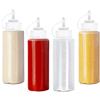 Matana 4 Flacone Dosatore Grandi in Plastica per Salse con Tappo, 500ml - Biberon Cucina, Bottiglia Squeeze - Riutilizzabili, Resistente e Senza BPA