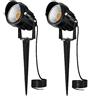 AHOTSUK 2PCS COB Faretto da Giardino Proiettore LED Spot con Picchetto Esterno IP66 Bianco Caldo 10W 1000LM 12V per Esterno Giardino