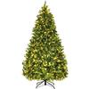 COSTWAY Albero di Natale 210/225/240 cm, con 460/540/600 Luci a LED Bianco Caldo Incorporate, 925/1125/1335 Rami e Pigne, per Casa e Negozio (210cm)