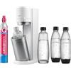 SodaStream Gasatore Duo con Cilindro di CO2, Vetro e 2 Bottiglie di plastica da 1 l Lavabili in lavastoviglie, Bianco, Höhe: 44 cm