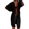 BOTCAM Cardigan da donna lungo a maglia grossa, oversize, autunno e inverno, cappotto a maglia fine, poncho traforato, elegante, casual, cardigan lungo, maglione aperto, Nero , XL