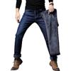 LuisFranklin Jeans Uomo Pantaloni Inverno Uomo Caldo Nero Jeans Elasticità Slim Fit Addensare Denim Pantaloni Pantaloni Uomo Bule 40 Blu