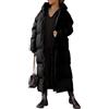 Suncadmious Cappotto Lungo Trapuntato da Donna con Cappuccio Maxi Lunghezza Manica Lunga Piumino Imbottito Capispalla Invernale (Arancione,XXL)