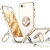 XYZ Cover per iPhone 8/7/SE 2022/SE 2020, Cover Protettiva di Lusso con Doppio Anello a Forma di Cuore con Cordino per Ragazze e Donne, Bianco