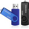 ENUODA Chiavetta USB 32GB 2 Pezzi Pennetta Girevole USB 2.0 Unità di Memoria Flash per Archiviazione Dati con Luce LED (Colore: Blu Nero)