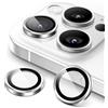 JETech Pellicola Fotocamera per iPhone 16 Pro 6,3 Pollici e iPhone 16 Pro Max 6,9 Pollici, 9H Vetro Temperato Cover Anello Individuale in Metallo, HD Chiaro, 1 Set (Argento)