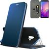 N NEWTOP Cover Compatibile per Samsung Galaxy J6 Plus, Chiusura Magnetica 360 Capsule Flip Custodia Libro per Carta di Credito Simil Pelle TPU Interno Funzione Stand Supporto (Blu Elettrico)