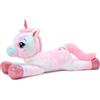 MorisMos XXL Unicorno Peluche Gigante, 110cm Arcobaleno Rosa Grande, Morbido Animale di Peluche Regalo per Ragazze Fidanzata Ragazzi Compleanno Natale Deco