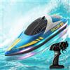 Zhwidnerso Barca Telecomandata con Luce LED, 2,4GHz Ricaricabile Barca RC completamente proporzionale, Impermeabile Motoscafo Telecomandato, Auto-Raddrizzamento Motoscafo, per Piscine, Laghi, Bambini