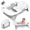 JOLLY MINO Vaschetta Bagnetto Neonato - Vasca Neonato Bagnetto - Bagnetto Neonato Pieghevole - Vasca Da Bagno Pieghevole Con Termometro Con Cuscino - Vasca Da Bagno Pieghevole Per Bambini - Regalo Per Nascita