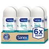 Sanex Zero% Extra Control Deodorante Roll-On, 50 ml, Protezione 48H, 0% Alcol, 0% Sali di Alluminio, Cura e Mantiene la Pelle Sana, Inibisce la Formazione degli Odori Corporali Confezione da 6.