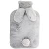newplenty Borsa Acqua Calda,2L Borsa Dell'acqua Calda con PVC, Boule Acqua Calda a Prova di Perdite e Copertura Peluche Morbida (grigio, 2L)