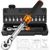 ss shovan 13 pezzi Chiave dinamometrica bici 3-25NM, set di chiavi dinamometriche da 1/4, set chiavi a cricchetto con albero di prolunga da 10 cm, bussola esagonale e bussola Torx, per moto e biciclette