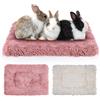MICOOYO 2 tappetini per piccoli animali domestici, soffice cuccia in pile per conigli, porcellini d'India, scoiattoli e criceti (rosa, bianco, 49 x 32 cm)