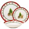 NAMAI -Set Piatti Natale Per 6 Persone - Adatta alla Lavastoviglie - Porcellana -18 Pezzi - Servizio Natalizio (SCOZZESE TONDO)