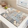 Odot Tappetino Scolapiatti, Stile Marocchino Tappetino Scolapiatti Assorbente Tappetino Assorbente Cucina Asciugatura Rapida, Tappetino Macchina Caffe Antiscivolo (Blu Cielo,50x80cm)