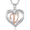INFUSEU Collana con Ciondolo Cuore Lettera A-Z Alfabeto Capitale Gioielli Doppio Cuore Iniziale Senza Collo Cubic Zirconia CZ Regalo Donna Romantici, Catena da 20 Pollici