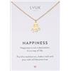 LUUK LIFESTYLE Collana con ciondolo diverso e acciaio inossidabile 50 cm, con carta HAPPINESS, idea regali donna, lei, ragazza, compleanno, portafortuna, gioielli elegante, argento, or, rosa
