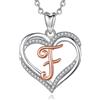 INFUSEU Collana con Ciondolo Cuore Lettera A-Z Alfabeto Capitale Gioielli Doppio Cuore Iniziale Senza Collo Cubic Zirconia CZ Regalo Donna Romantici, Catena da 20 Pollici