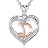 INFUSEU Collana Cuore Iniziale D per Donne Ragazze, Oro Rosa Ciondolo Lettera Senza Collo Cubic Zirconia Gioielli da Donna Regali Romantici, Catena da 20 Pollici