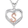 INFUSEU Collana Iniziale Cuore da Donna, Ciondolo Lettera S in Oro Rosa Gioielli CZ Zirconia Cubica per Regali Fidanzata Moglie Mamma, Catena da 20 Pollici