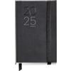 Miquelrius - Agenda 2025, Agenda annuale 90 x 140 mm, Agenda settimana vista, copertina flessibile similpelle cucita, carta 80 g/m², spagnolo, inglese e portoghese, colore nero