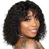 CLASSINE Bob Wig Parrucca Capelli Umani Kinky Curly Bob Wigs with fringe Riccia Parrucca Bob Corto Con Frangia Curly None Lace Front Human Hair Wigs Capelli Veri umani Brasiliani Parrucca Donna14 Pollici