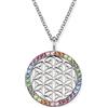 Engelsrufer Collana da donna in argento sterling con ciondolo a forma di fiore della vita, tempestata di zirconi, chiusura a moschettone, lunghezza regolabile, senza nichel, 21mm, Argento sterling