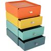 MIVIDE 4 Pezzi Scatole Impilabili in Plastica, Cassetti Colorati 20.5 x 19.5 x 7.3 cm, Organizer per Cosmetici, Ufficio, Stanza, Scrivania