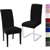 Eozakavod Coprisedie con Schienale 2PCS, Universale Fodere Coprisedie Moderno Coperture per Sedie Coprisedia Elasticizzato Lavabile Estraibile Copertura della Sedia Coprisedia per Hotel,Ristorante(Nero,2PCS)-C