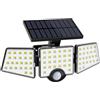 Lepro LE Luce Solare LED Esterno, Lampada Solare con Sensore di Movimento 3 Teste, Illuminazione a 270° 6500K e IP65 Impermeabile, Faretti LED Solari da Esterno Ruotabile a 360° per Parete Giardino Garage