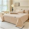SHANNA Extra Grande Trapunta Copriletto: Coperta Leggera in Velluto di Latte 3 pezzi 230 X 250 cm con 2 Federe 50 X 70 cm, Elegante Letto Matrimoniale Imbottito e Trapuntato per Soggiorno (Camel Chiaro)