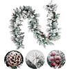 SHJOEE Ghirlanda Natalizia,1.8M floccate Ghirlande Natalizie affollate con Neve, pigne e Frutti di Bosco, Decorazioni Natalizie per caminetti, Scale, Porte, Albero di Natale, Giardino, Cortile