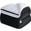 CHOSHOME Plaid Coperta Sherpa 150x200cm Coperta Plaid Coperta Sherpa Coperta Calda e Confortevole Plaid Peloso Divano Letto Nero Coperta Fluffy di Alta Qualità