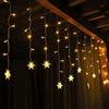 SALCAR Tenda a LED a forma di fiocco di neve 108 LEDs, Tenda con Catena di Luci LED, 3m Stringa Luci Led, Catena Luminosa, 9 programmi di Luce Decorazione Impermeabilità - Bianco Caldo