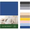 VEL VET HOME VelvetHome Topper Lenzuolo con angoli Una Piazza e Mezza 140x200 cm con elastico 100% cotone pettinato Certificato Oeko-TEX Standard 100 Lenzuolo sotto con Angoli 140x200 Bleu foncé