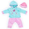 Bayer Design bambole 40-46cm, pantaloni, top e cappellino, set, vestito con farfalla, Colore turchese, rosa, 84675AA