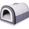 Danchen Cuccia per cani, 2 in 1, a igloo di grandi dimensioni, con cuscino calmante rimovibile, impermeabile, antiscivolo, pieghevole, anti ansia, morbida e calda, per cani, cuccioli, gatti, conigli