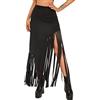 Ella Lust Gonne Lunghe da Cowgirl da Donna - Abiti da Concerto Country Western Gonna a Tubino Lunga Estiva Aderente con Orlo a Frange e Vita Alta(Black,L,11162r)