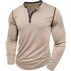 MakingDa Henley Maglia Uomo Manica Lunga Bottoni T Shirt Slim Muscle Fit Classic Vintage Maglietta a Maniche Lunghe Camicia Elasticizzata Leggera Casual Sportive Palestra Kaki S