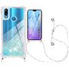 ToDo eu Custodia con Cordino per Huawei P20 Lite Custodia Trasparente Liquid Quicksand - Case con Collana Practical Stylish Glitter Bling Liquido TPU Custodie Bumper Antiscivolo Case