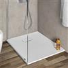 Inbagno Piatto doccia 80x80 cm bianco effetto pietra in resina, ultra slim con spessore 3 cm, riducibile su misura, AGORA'