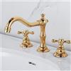 ZYCDP Rubinetto Lavabo 3 Fori Doppia Manopola a Croce per Bagno con Due Maniglie, Tre Fori Miscelatore Ottone, Oro