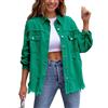 Bornpom Giacca di jeans da donna giacca in denim oversize a maniche lunghe in denim shacket strappato cappotto invecchiato, Verde, Small