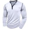 MakingDa Henley Maglia Uomo Manica Lunga Bottoni T Shirt Slim Muscle Fit Classic Vintage Maglietta a Maniche Lunghe Camicia Elasticizzata Leggera Casual Sportive Palestra Bianco S
