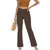 WSPLYSPJY Pantaloni da donna con stampa elasticizzata e fondo a campana svasato, 6 O Nero Marrone, L