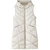 Generisch Cappotto lungo invernale da donna, gilet con cappuccio, senza maniche, caldo piumino con tasche, giubbotto piumino, giacca outdoor piumino vernice, bianco, L