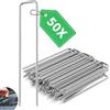 Forever Speed 50PCS Picchetti Giardino in Acciaio Zincato, 150mm de Largo 30mm de Ancho Ø 3mm Picchetti Telo Pacciamatura per Vellón Antihierba Vellón de Jardín, Valla, Mantillo, Césped Artificial